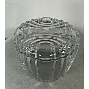 Vintage Mid Century Modern or Art Deco Design Clear Crystal Trinket Box or Dish